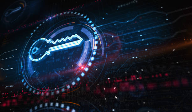 istock Cyber security with Key symbol digital concept 3d illustration 1417895740
