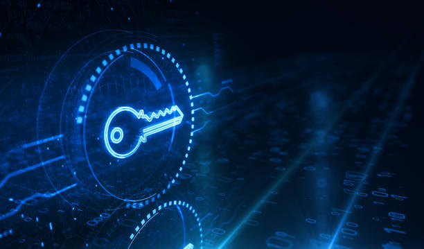 istock Cyber security with Key symbol digital concept 3d illustration 1417896334