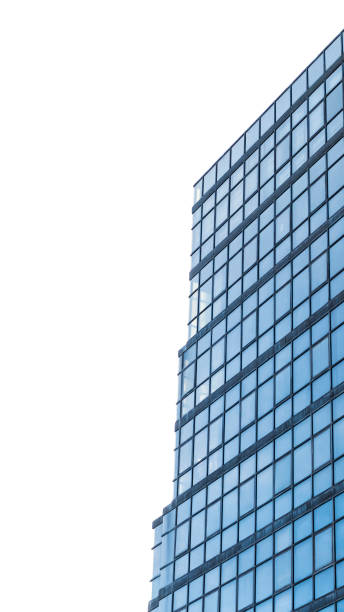 istock Glass buildings with white sky background. 1417900410