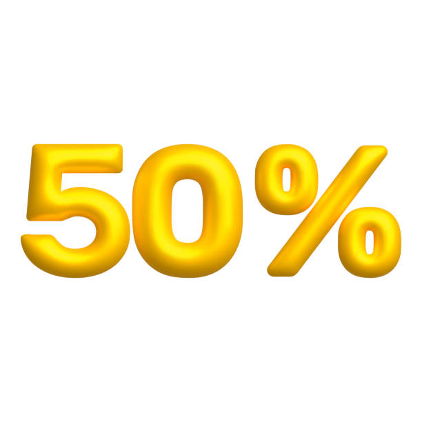 istock Sale 3D icon. Golden glossy 50 percent discount vector sign. 3d vector realistic design element. 1417901300