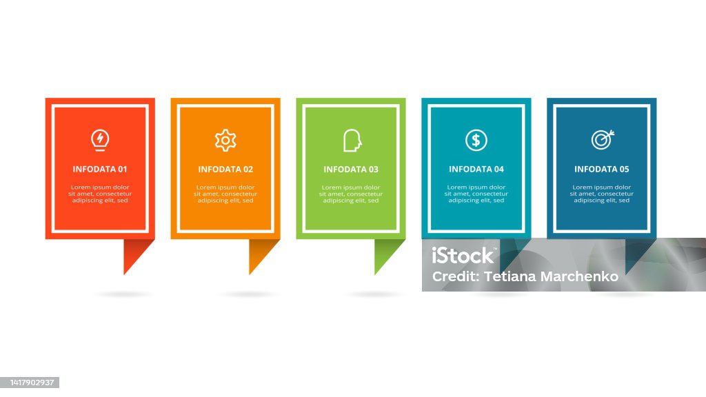 5 Part Infographic Rounded Rectangle Rectangle Concept For Infographic With 5 Steps Options Parts Or ...