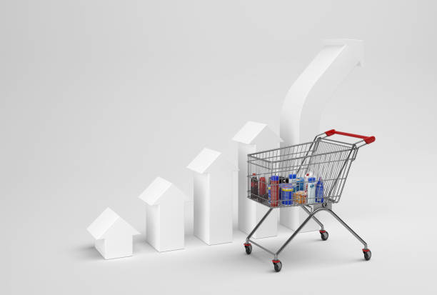 istock shopping cart with increasing inflation - 3D illustration 1417904344