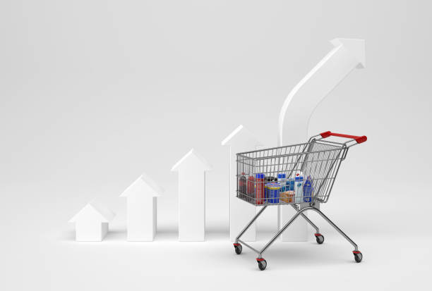 istock shopping cart with increasing inflation - 3D illustration 1417904347