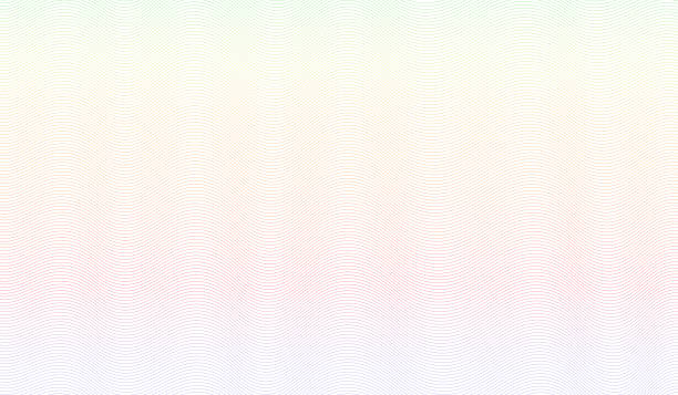ilustraciones, imágenes clip art, dibujos animados e iconos de stock de degradado de color púrpura pastel, rojo, amarillo, verde. patrón en zigzag multicolor para marca de agua. diseño abstracto guilloche. líneas onduladas. curvas delgadas. fondo blanco. plantilla vectorial para cheque, pasaporte, tarjeta regalo, cupón, c - watermark