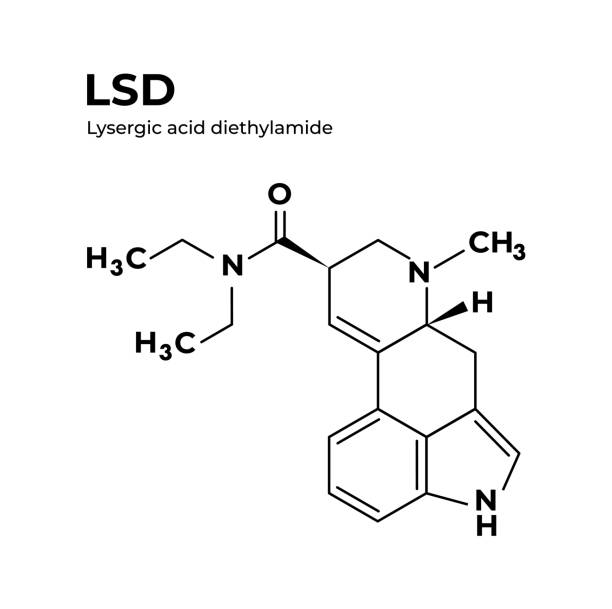 ilustraciones, imágenes clip art, dibujos animados e iconos de stock de fórmula química de dietilamida de ácido lisérgico lsd - lsd