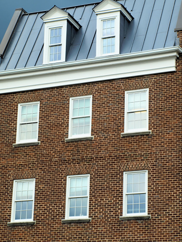 Exterior of residential buildings in old downtown Alexandria Virginia State.