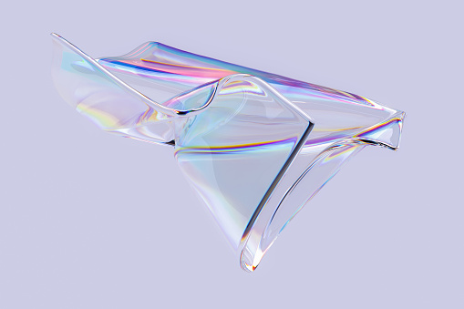 Colorful fluid gradient shape 3d rendering, liquid glass holographic spectrum effect