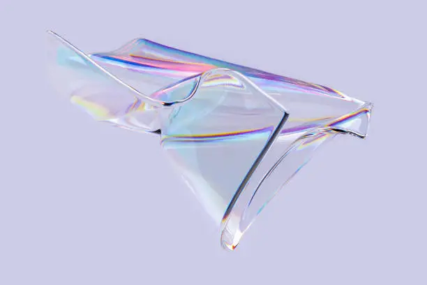 Colorful fluid gradient shape 3d rendering, liquid glass holographic spectrum effect