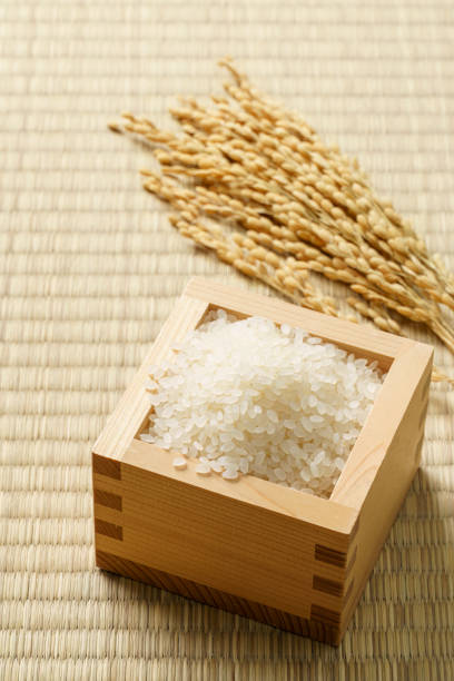 istock Japanese white rice on tatami mat 1417913163