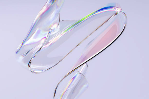 istock Colorful 3d fluid shape holographic gradient, geometric art poster template, dispersion effect glass 3d rendering 1417913794