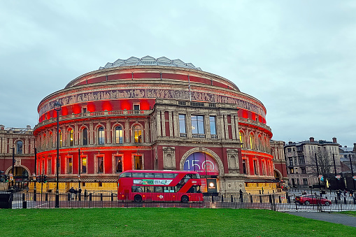 London, United Kingdom, February 6, 2022: The Albert Hall is the most prestigious concert hall in the UK, one of the most valuable and most recognizable government buildings in the country