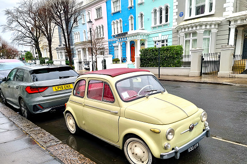 London, United Kingdom, February 6, 2022: beautiful small cars on the streets of London