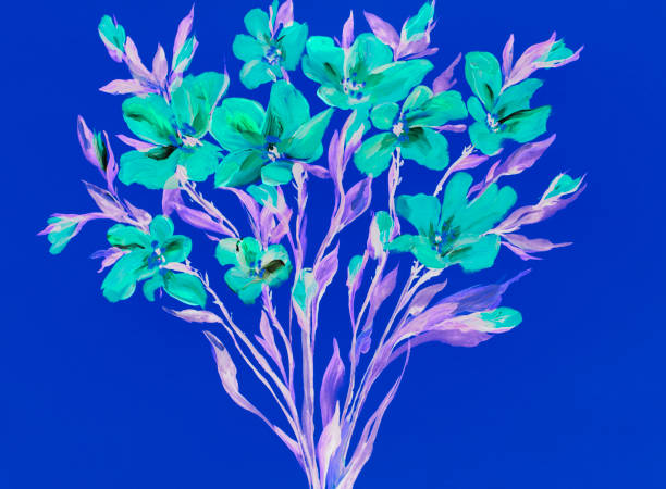 istock drawing flowers on a green background. Oil painting, Acrylic.impressionistic style, flower painting, bright colors. Artistic background. Postcard. Flower card. 1417915558