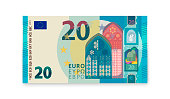 istock Twenty euro banknotes on a white background. 1417921786