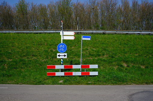 Traffic sign for a two way bicycle lane. In the Netherlands are a lot of these cycle paths.