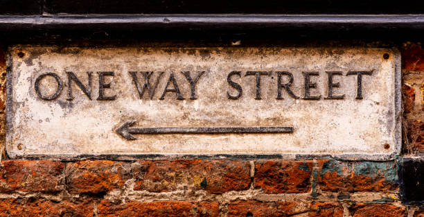 istock Old One Way Street Sign Right to Left 1417924822