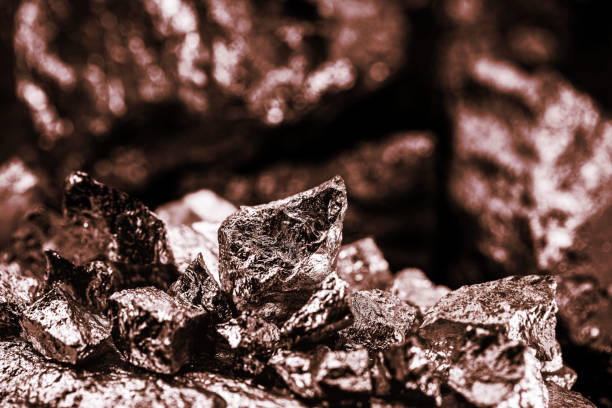 copper ore, macro photography, ore extraction mine, metal used in the production of conductive material stock photo