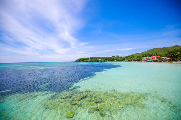 Sea view of Siquijor Island - sapphire-like color Photo taken in Siquijor, Philippines siquijor island stock pictures, royalty-free photos & images