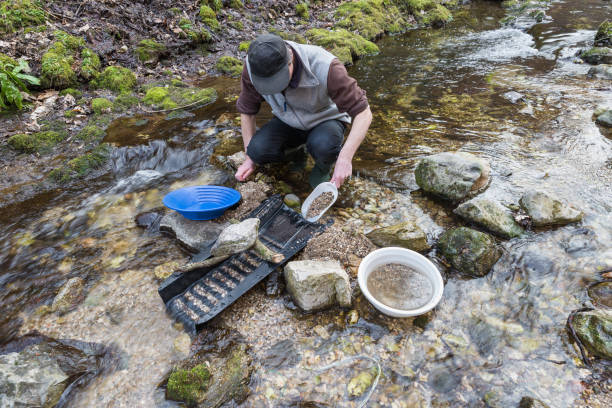 istock Outdoor adventures on river. Gold panning 1417936714
