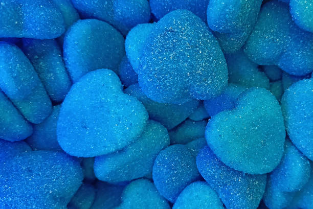 istock Sweet blue heart-shaped jelly beans 1417938217