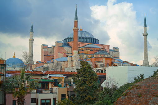 Hagia Sophia (Ayasofya) at Sultanahmet District in Istanbul, Turkey.