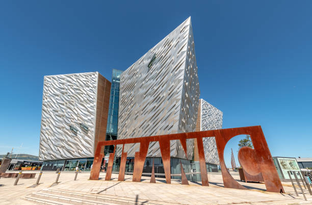 Titanic Belfast museum exterior by the River Lagan stock photo