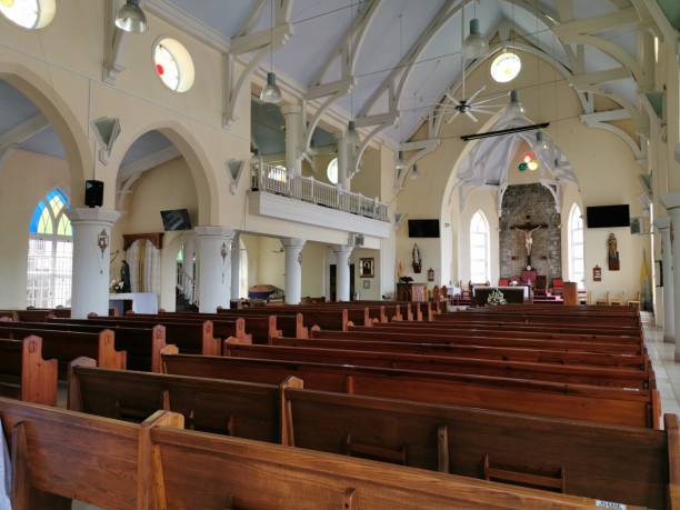 cathedral of the immaculate conception in st. george's, grenada - hurricane ivan 個照片及圖片檔