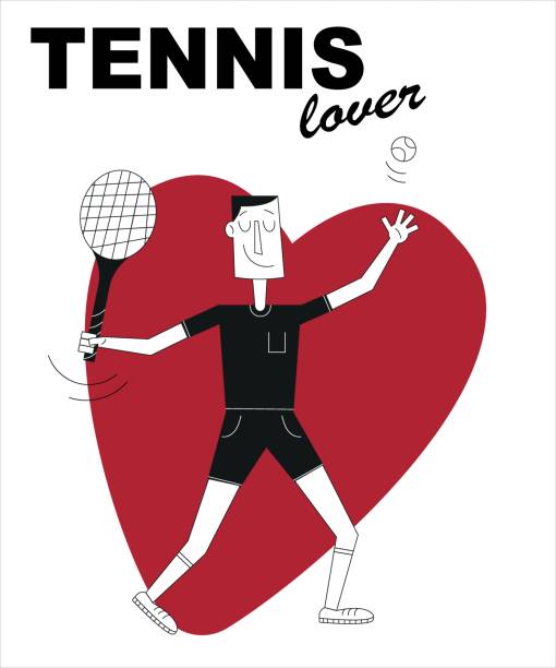 tennisliebhaberkarte auf weißem, isoliertem hintergrund - tennis court love victory stock-grafiken, -clipart, -cartoons und -symbole