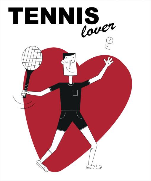 karta miłośnika tenisa na białym izolowanym tle - tennis court love victory stock illustrations