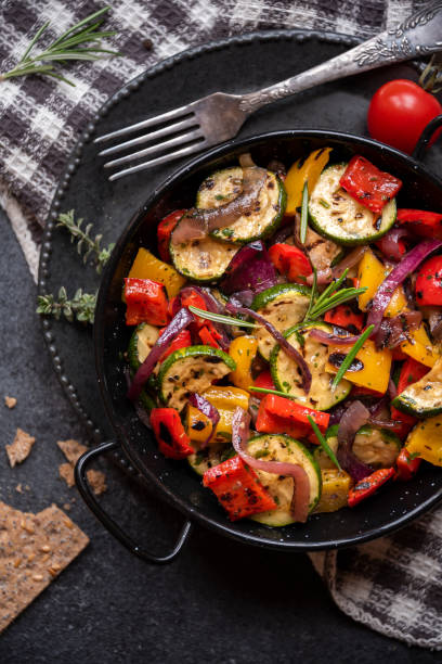 istock Grilled cooked assorted vegetables with herbs and spices 1417949863