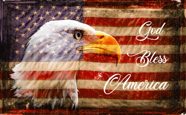 God Bless America, American Eagle, US Flag, stock photo
