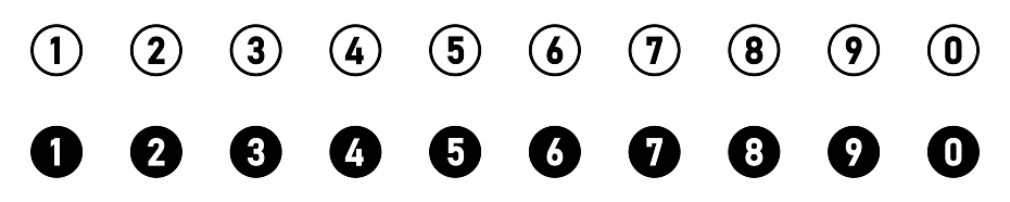 Button numbers. Number, from 1 to 9, flat design isolated vector. EPS 10