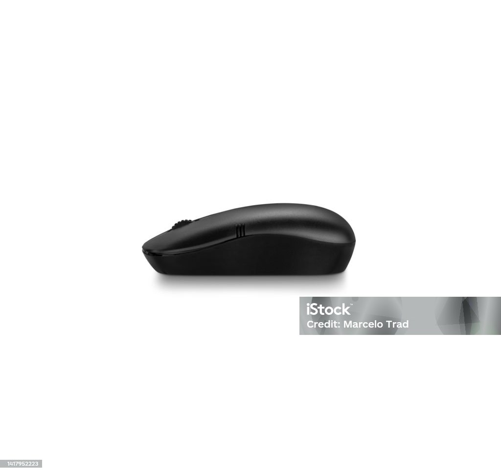 Computer Mouse Back Side View Side View Of Simple Black Wireless Computer Mouse Isolated On White ...