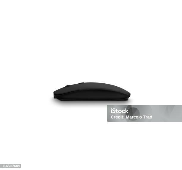 Computer Mouse Back Side View Side View Of Simple Slim Black Wireless Computer Mouse Isolated On ...