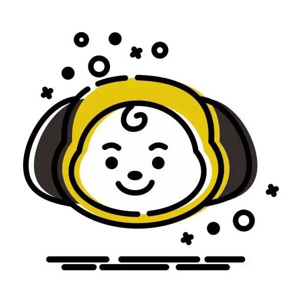 Vector illustration of Icon Chimmy Character. A cute face cartoon. Suitable for smartphone wallpaper, prints, poster, flyers, greeting card, ect.
