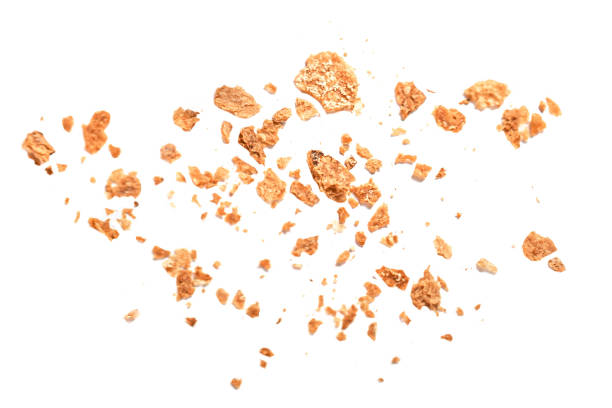 istock Bread crumbs isolated on white background. Top view. Flat lay. Bread creative layout 1417953989