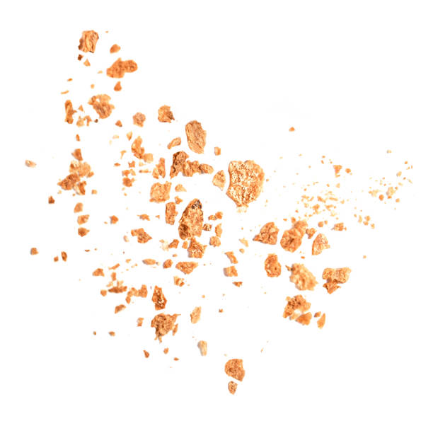 istock Bread crumbs isolated on white background. Top view. Flat lay. Bread creative layout 1417953996