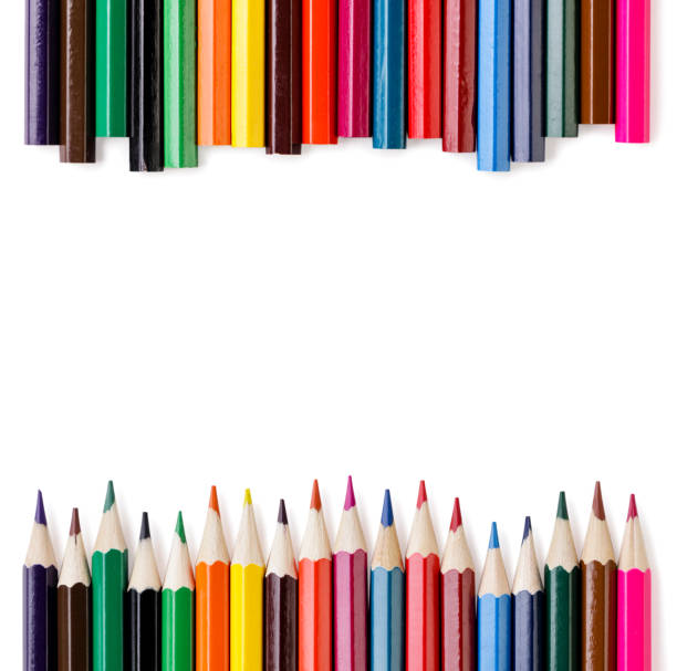 istock Colored pencils on a white. Place for text 1417954077