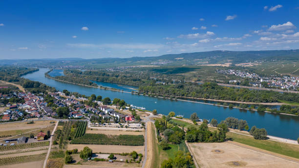 istock Aerial view over Rhine river - Heidenfahrt, Heidesheim 1417954523