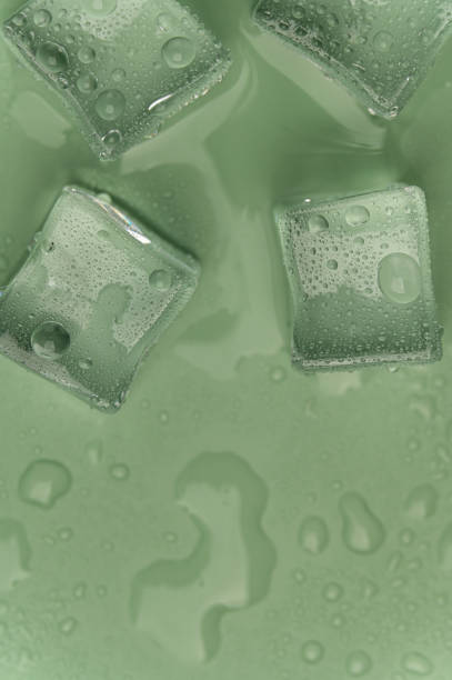 istock Ice cubes on a Green background 1417956203