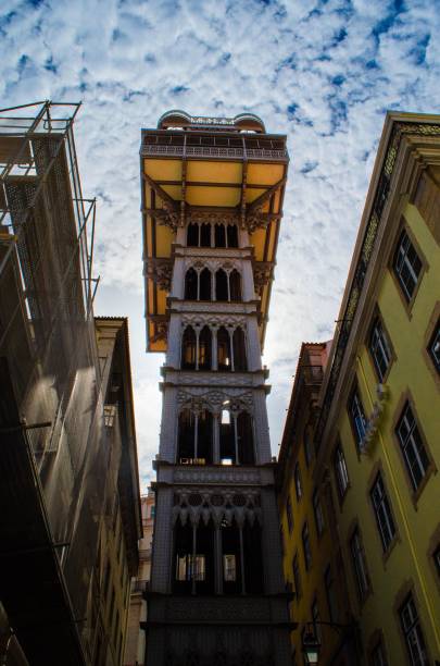 istock Low angle of historical buildings with cloudy sky background 1417956502