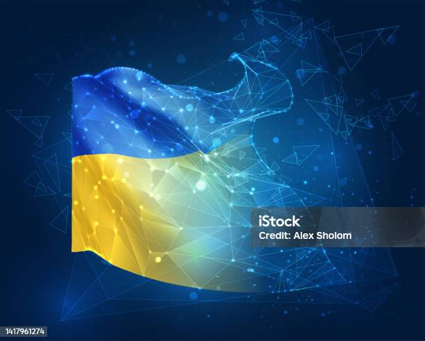 Ukraine Vector Flag Virtual Abstract 3d Object From Triangular Polygons ...