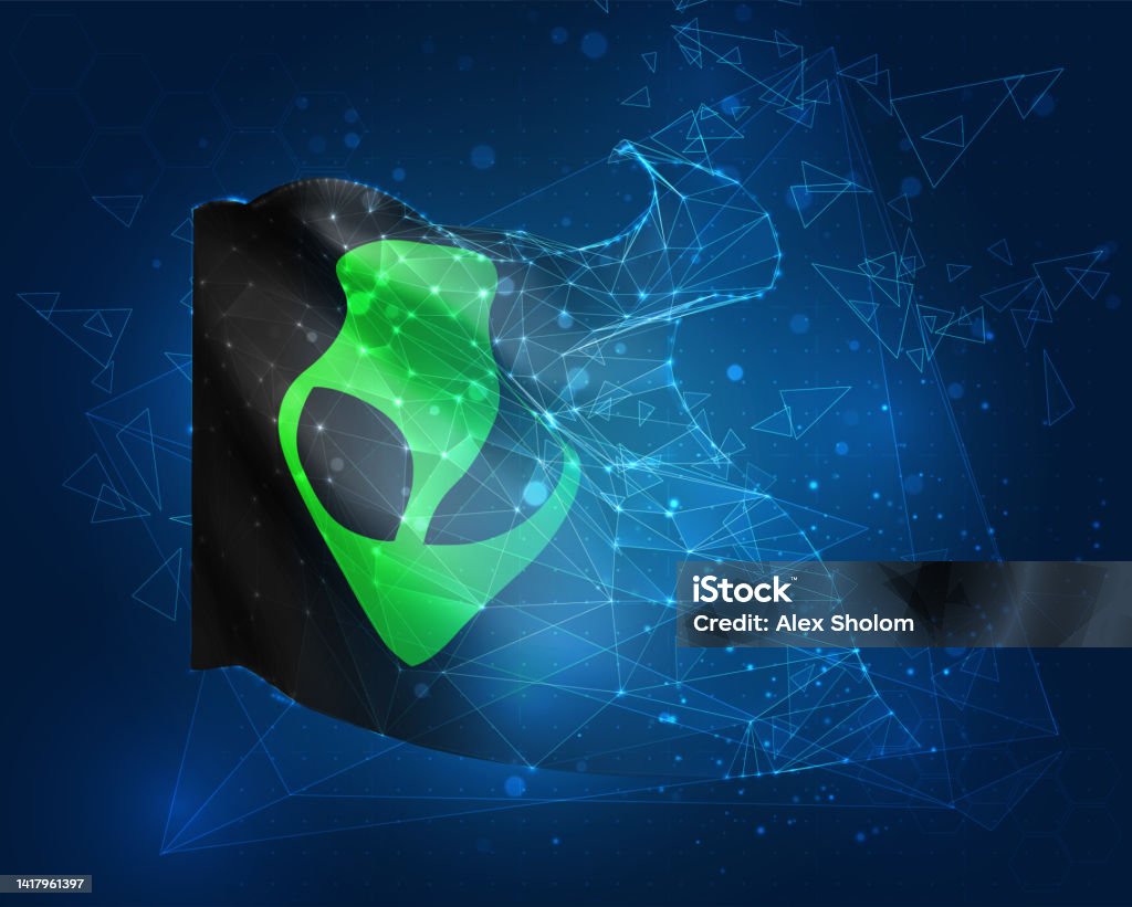 Alien Polygon Green Alien From Space Vector Flag Virtual Abstract 3d Object From ...