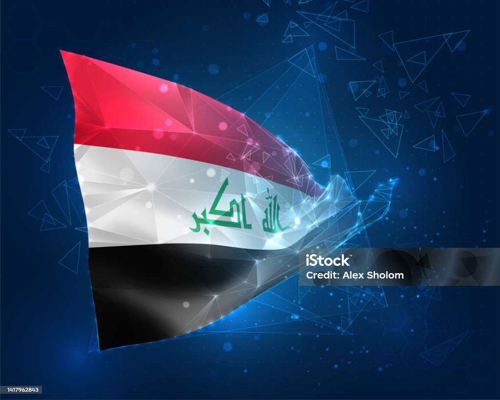 Iraq Vector Flag Virtual Abstract 3d Object From Triangular Polygons On ...