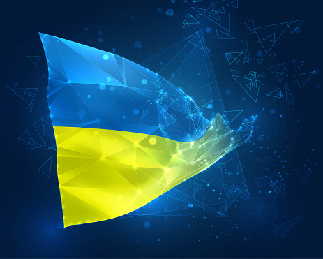 Ukraine Vector Flag Virtual Abstract 3d Object From Triangular Polygons ...
