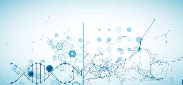istock Abstract futuristic background for design works.Science template, wallpaper or banner with a DNA molecules. 1417963225