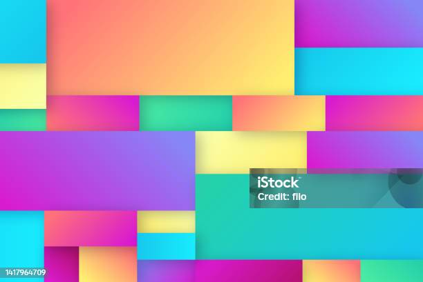 Vibrant Gradient Geometric Blocks Background Abstract Stock ...