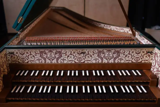 Harpsichord aka Cembalo Keyboard Musical Instrument.