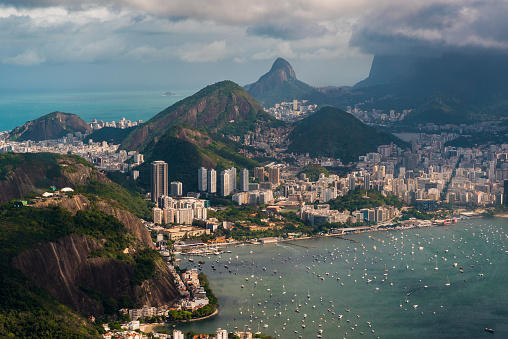 Aerial View of Rio de Janeiro With Mountains and Botafogo District.