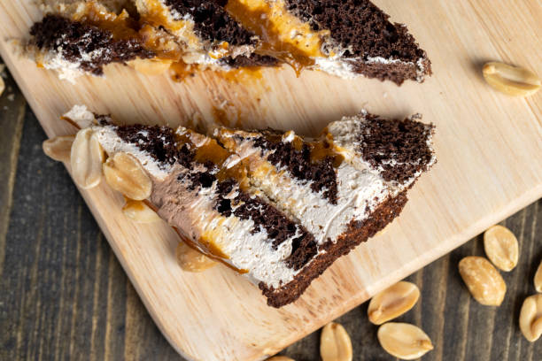 istock caramel cake with peanuts and buttercream, close up 1417970893